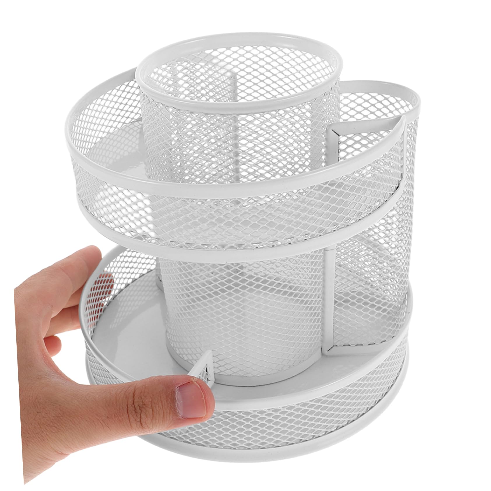360grado Portapenne Girevole da Scrivania Gradi in Metallo Resistente Organizer per Cancelleria Design Due Strati e Visibilità Chiara Adatto per Ufficio e Casa