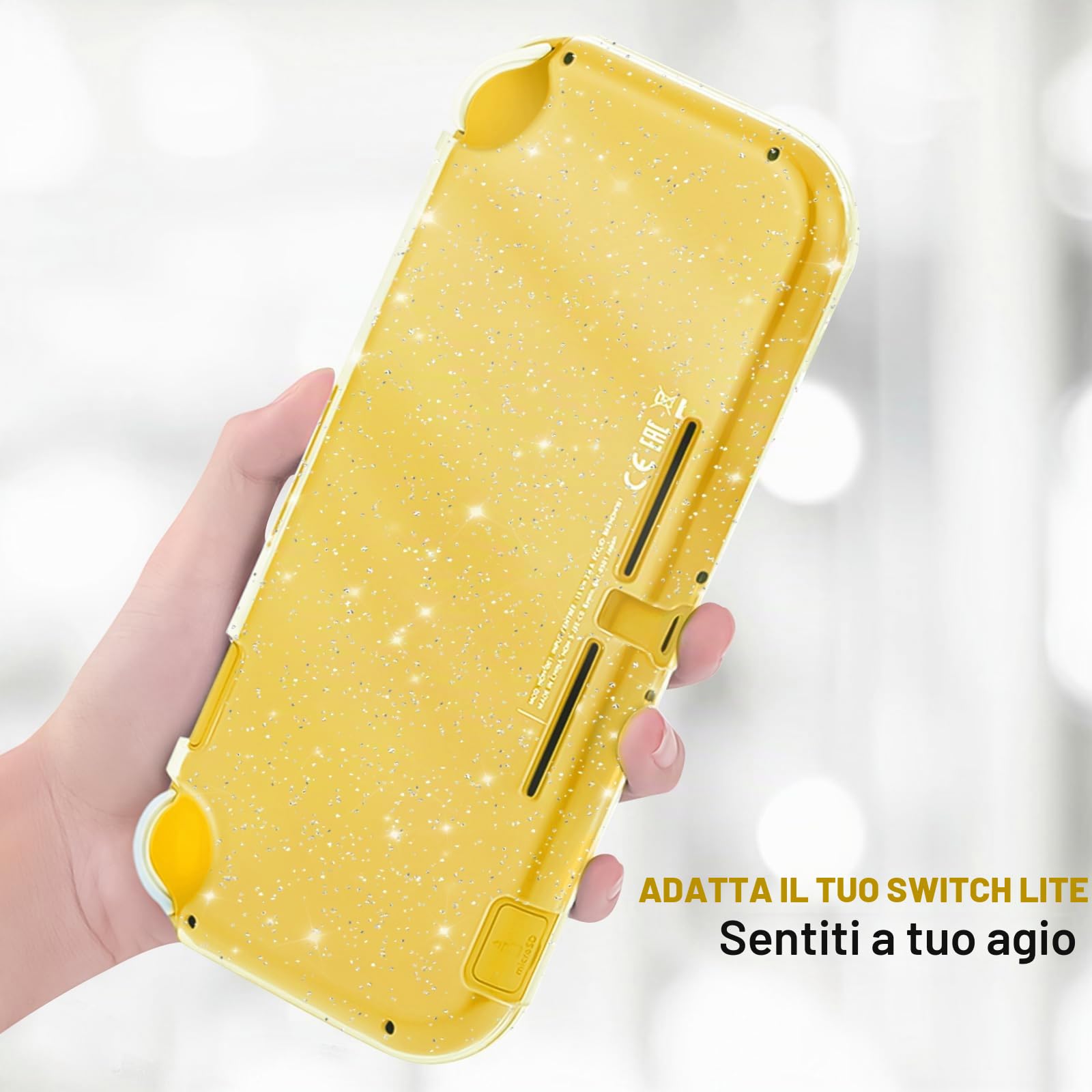 DLseego Custodia Protettiva per Switch Lite, Clear Sparkle Full Wrap Protector Cover Case Anti Scratch Design Hard PC Shell Compatibile con Switch Lite, Trasparente Cristallo