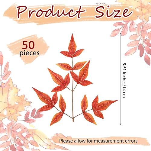 Miniatura 2 de 50 mini agujas artificiales de pino de eucalipto y hojas de arce para velas flotantes, rellenos de jarrones de tallo de hojas flotantes para otoño,