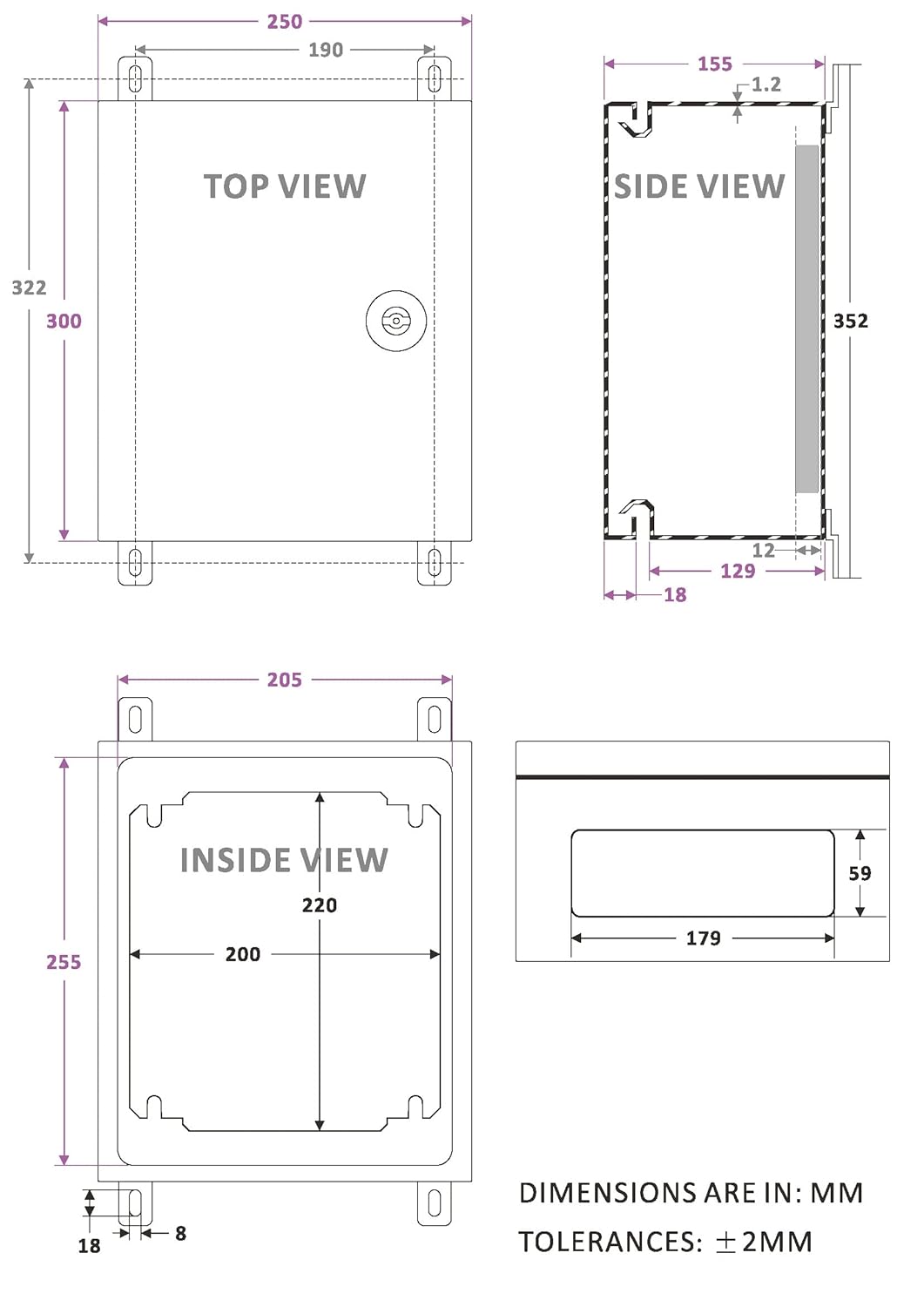 IP65 Weatherproof Metal Box Wall-Mounted Electronic Equipment Enclosure Box with Mounting Plate and Wall Bracket (12'' x 10'' x 6'')