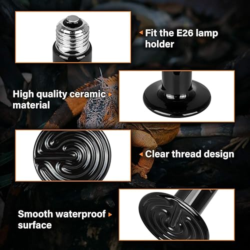 Vista 43 de Simple Deluxe Bombilla de lámpara de calor de reptil 40W ningún calentador de cerámica ligero del cocinero del emisor de calor de la crianza