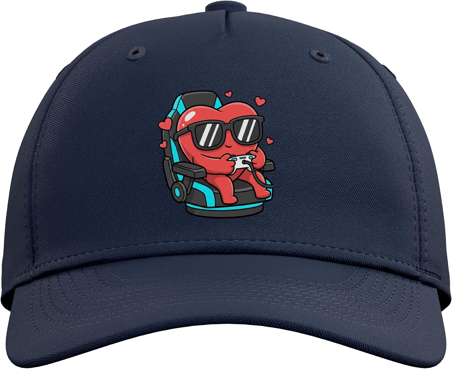Gamer Heart Playing Controller Cute Valentine Gaming Couple Adjustable Baseball Hat image 2