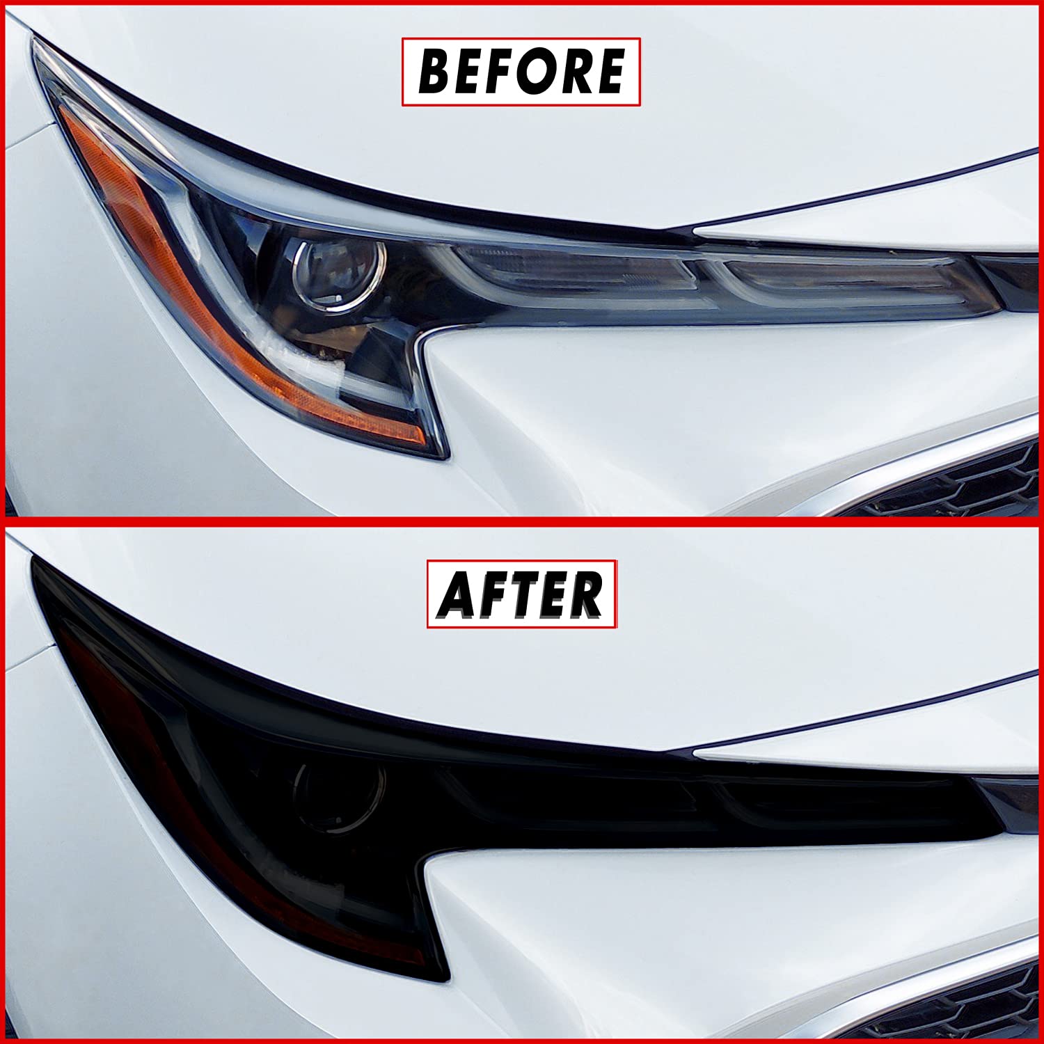 Teinte fumée pour phares Toyota Corolla 2020-2021 film vinyle découpé 20% foncé