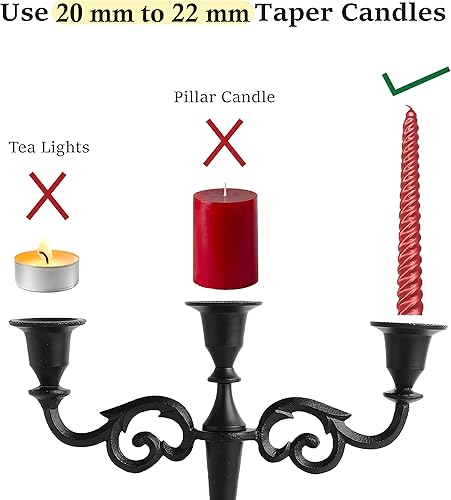 Vista 41 de Rely+ Candelabros de 5 brazos, decoración de interiores, cocina, mesa, velas, candelabros, centro de mesa (plateado)