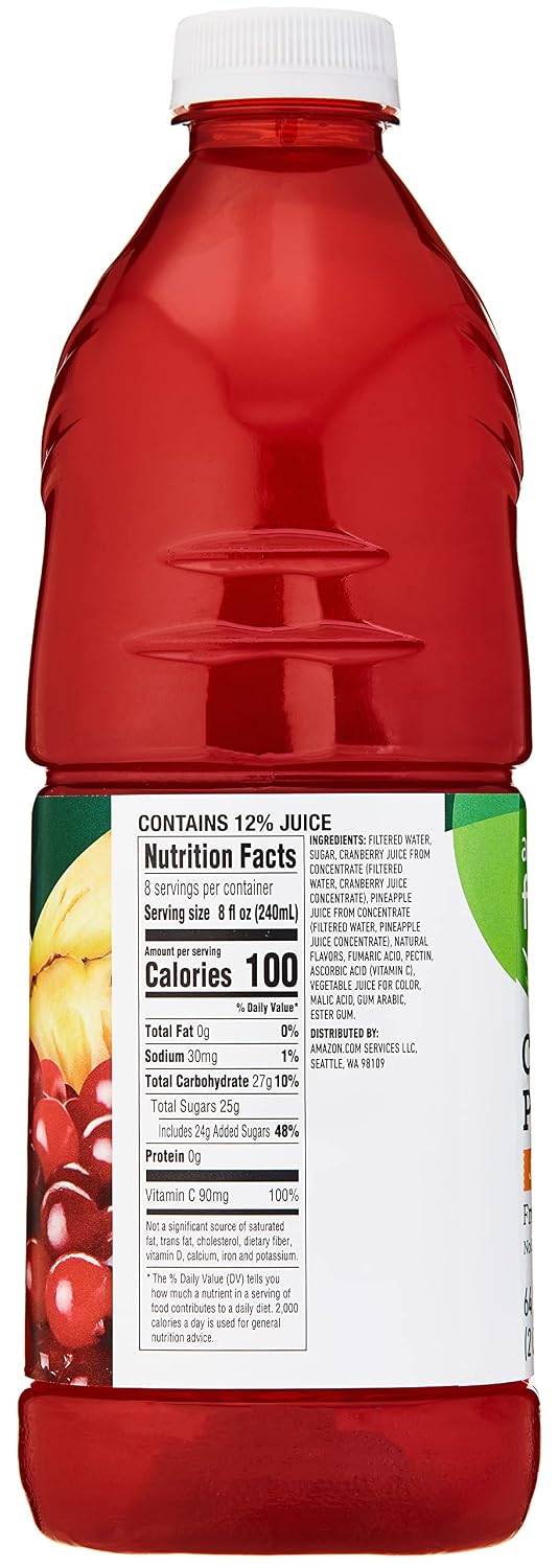 Amazon Fresh, Cranberry Pineapple Juice Cocktail, 64 Fl Oz