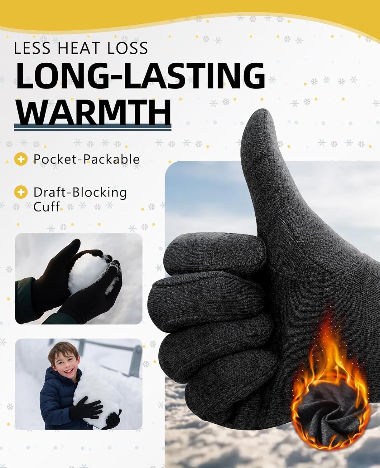 Merino Protect 100% Merino Wool Gloves For Kids Men Women Touch screen Thermal Glove Liners Ski Cold Weather - Image 3