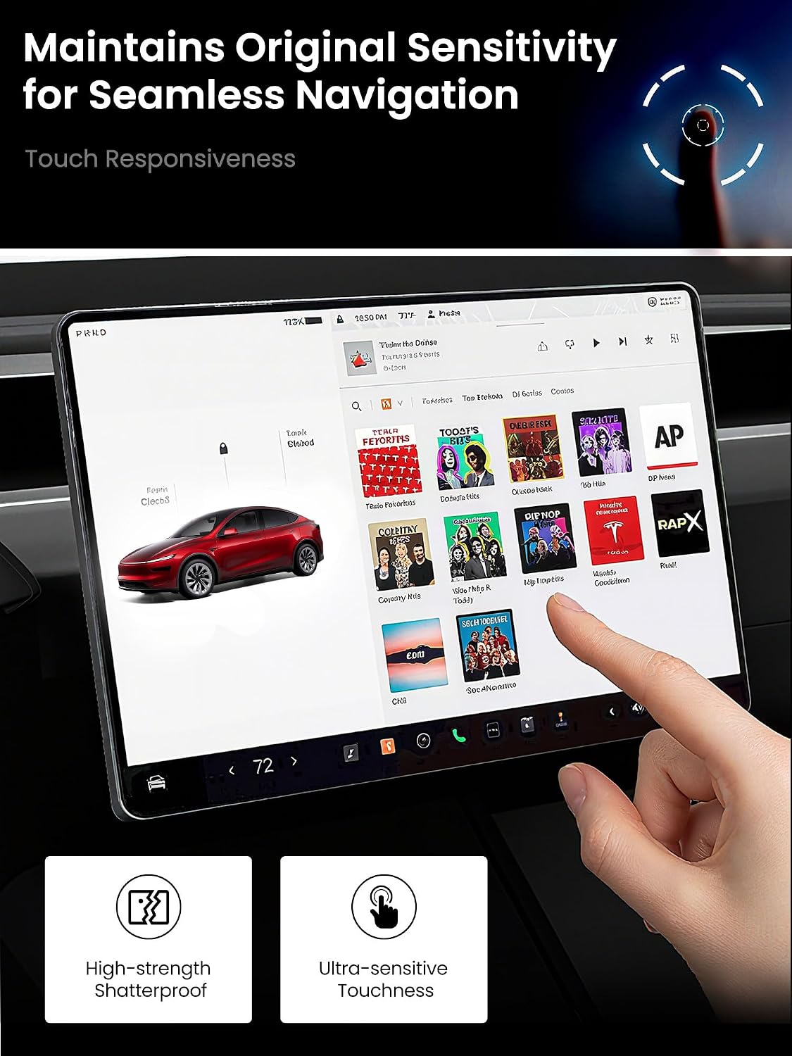Tesla New Model Y Juniper & Model 3 (2024–2025) Screen Protector/No Glare & Fingerprint – Model 3 Highland/New Tesla Model Y Juniper Accessories, Anti-Glare & Smudge-Free with Alignment Kit image 2