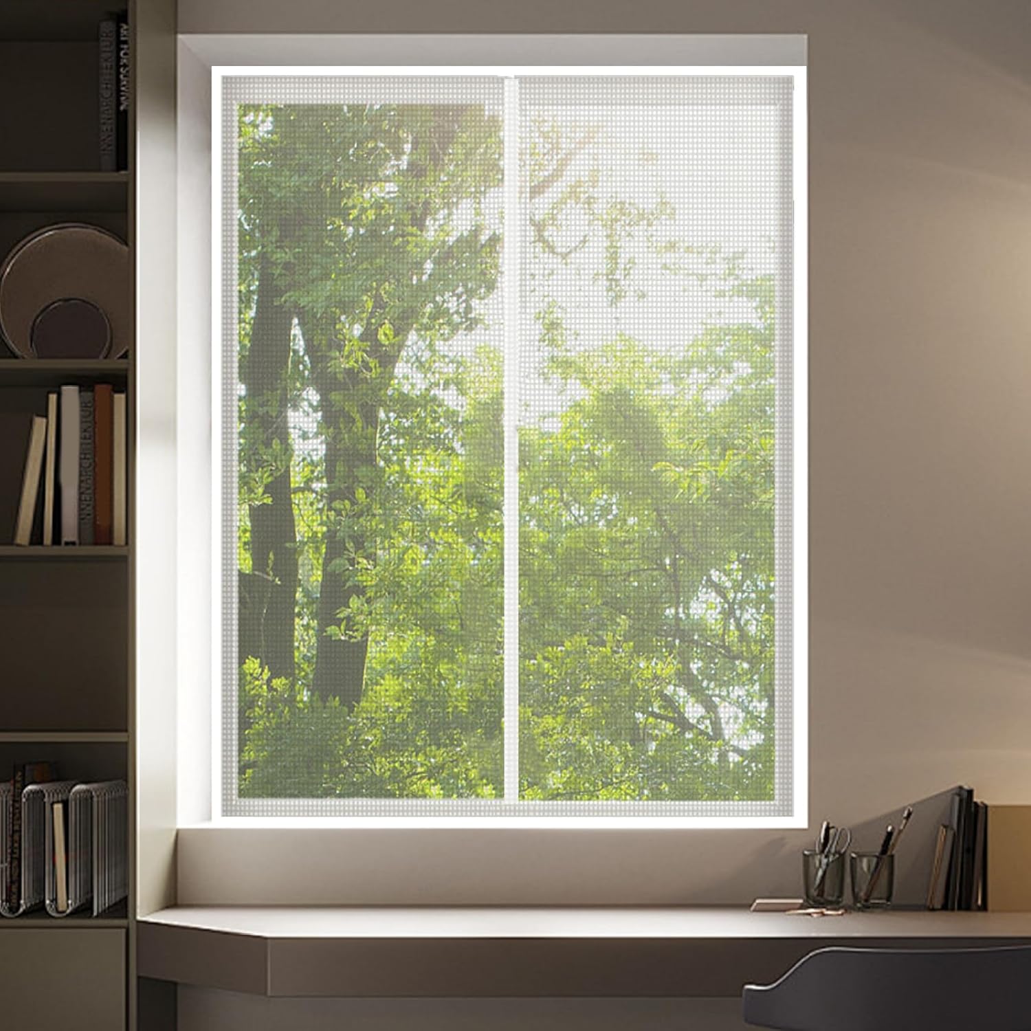 Mosquito Window Screen, 26x47 Inch Self-Adhesive Fine Mesh Window Screen Replacement for Home