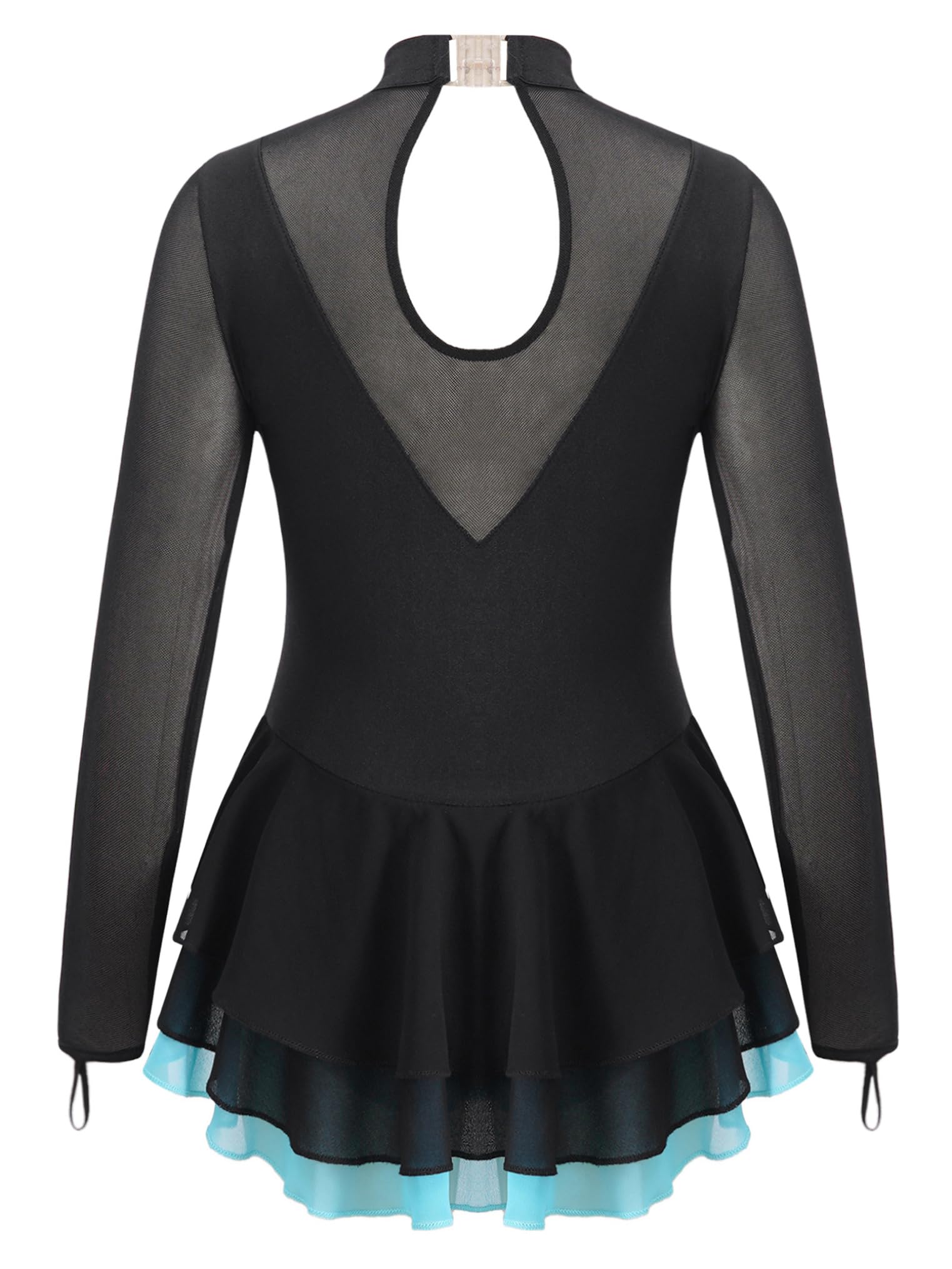 Vestido de Danza para Niña Maillot de Manga Larga con Brillante Leotardo Gimnasia Rítmica Maillot de Patinaje Competición Traje de Baile
