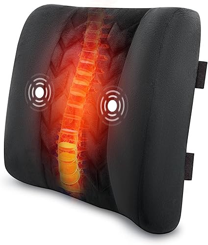 CILI Almohada térmica de apoyo lumbar para silla de oficina, almohada de apoyo de espalda con vibración, masajeador de espalda con calor, almohada