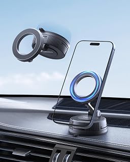 Spigen Vacuum Suction MagSafe Car Phone Mount Holder 3-Way Adjustable 360° Rotating Strong - iPhone 17 16 15 & Galaxy S26 Series & Pixelsnap Pixel Series - Dashboard Windshield Shower Wall Desk Mount - Amazon product rated Grade A