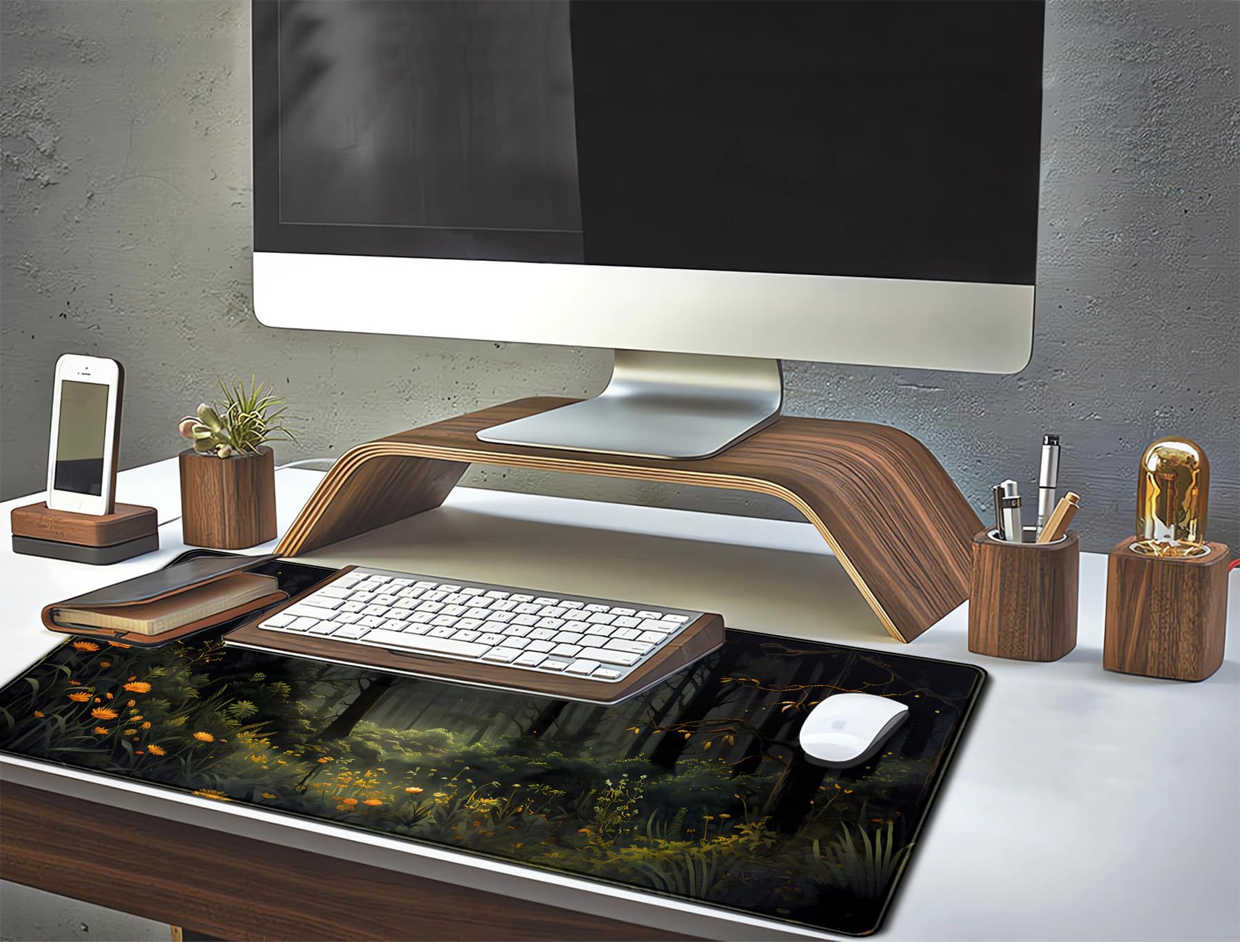 Amazon.com: Dark Forest Desk Mat Mouse pad, Green Nature Deskmat