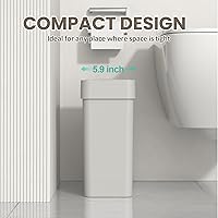 Vista 5 de Bote de basura con sensor delgado con tapa de 2.5 galones con tapa, cubo de basura automático con sensor de movimiento de 9.5 litros, cubo de basura