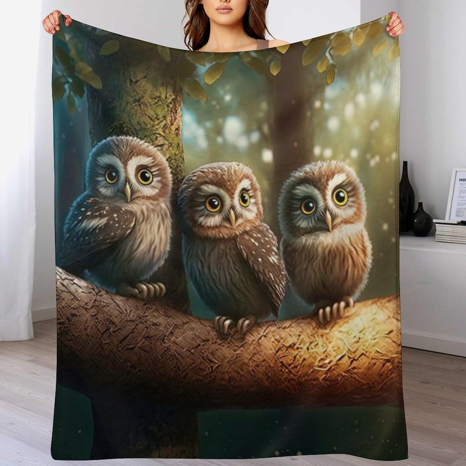 Couverture hibou flannel 150x200 plaid chaud canapé lit housse de chaise