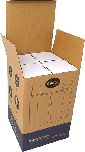 Miniatura 8 de Ezprogear Paquete de 4 vasos de acero inoxidable de 20 onzas con aislamiento al vacío de doble pared con tapa y popote (20 onzas, 4 unidades,