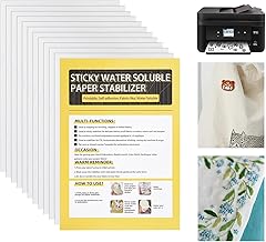 12 Pcs Water Soluble Embroidery Stabilizer, Printable Soluble Embroidery Paper, A4 (28 x 21 cm) Soluble Paper for Embroidery Self-Adhesive, Water-Soluble Paper for Embroidery Machine by Hand