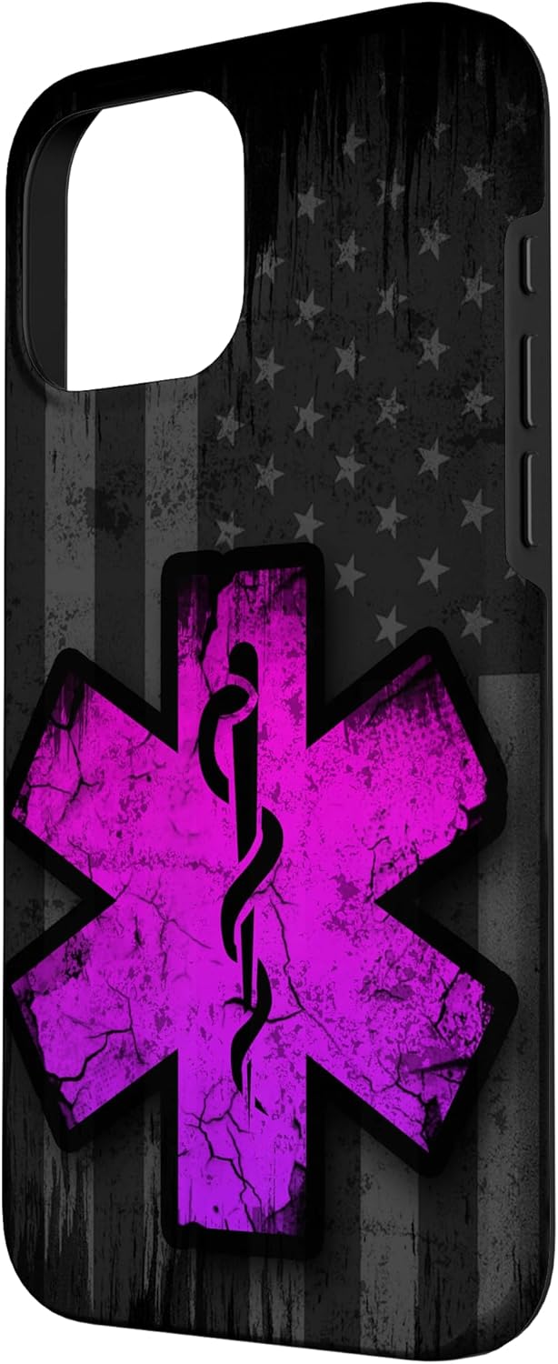 Vintage EMS EMT Usa Flag Pink Distressed American Paramedic Case for iPhone 16 Pro Max