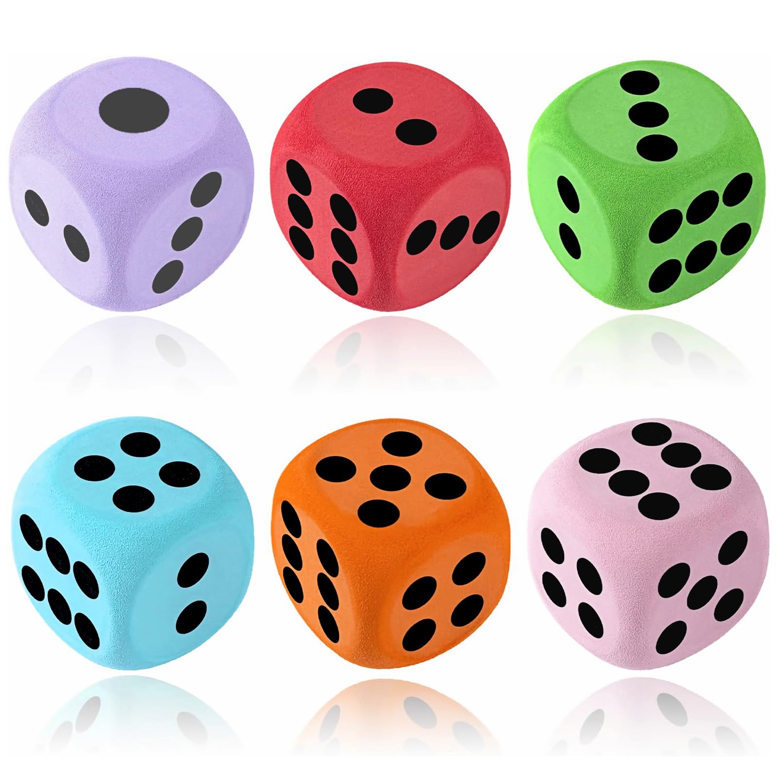 6 Pack 3.8cm Foam Dice Compact Dice for Family Games, Party Fun, and Math Education - Perfect for Kids, Adults, and Tabletop Enthusiasts