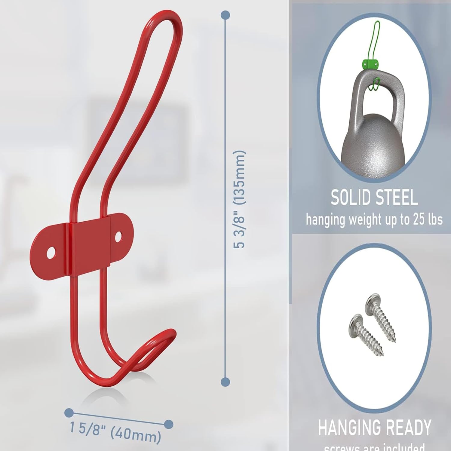 Wall Coat Hooks Colorful Wall Mounted Hanger Hooks Rack,Wall Hanging Hanger Holder Coat Hook,Small Bedroom Door Back Decorative Room Rack 2PCS (red Yellow)