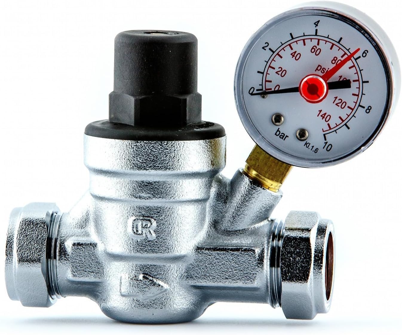 22.5 Team Controls Chrome Team Controls Water Pressure Reducing Valve 15Mm Compression With Gauge Regulatingpressure Regulators Tcprv15