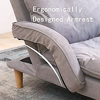 Vista 4 de FLOGUOR Sofá Chaise Lounge de piso ajustable de 14 posiciones, sofá perezoso plegable con reposabrazos y una almohada acolchada silla de juego