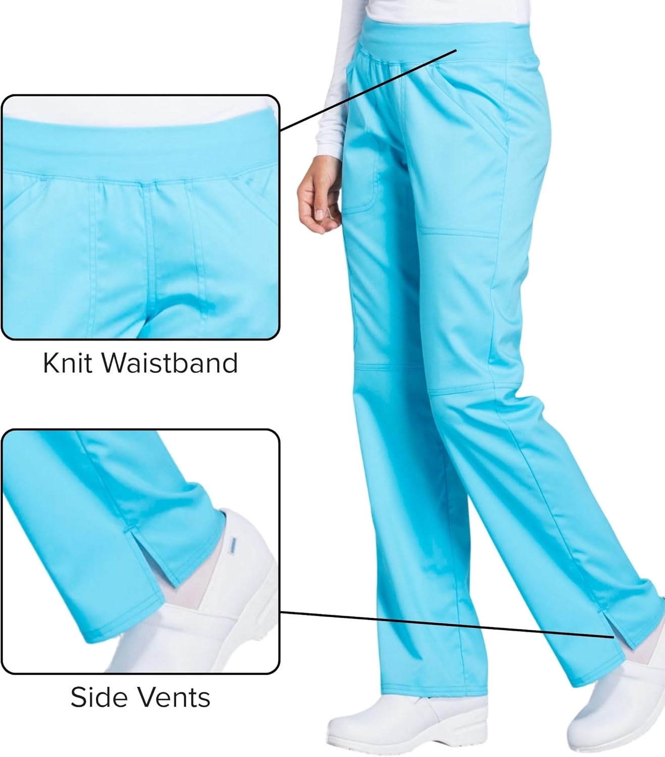 Cherokee Women Scrub Pant with Straight Leg Pull-on Pant Medical Bottom with 4 Pocket & 2-Way Stretch Fabric - WW110 - Image 3