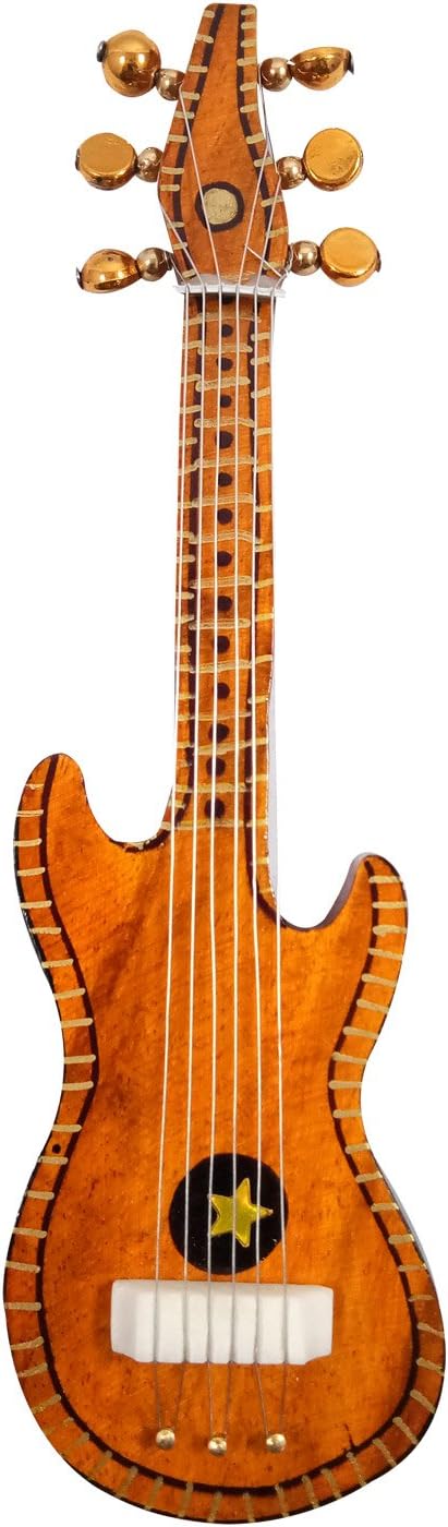 Wooden Decorative/Collectible Item Guitar [Brown], Decorative Magnetic Miniature for Refrigerator/Locker/Boards, Collectible Miniature for Home Décor/Offices, 6.5 INCHES