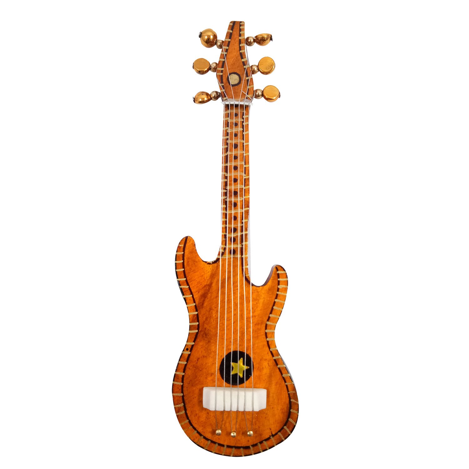 India Meets India Handmade Crafted Miniature Pure Wooden Upto 7 Inch Guitar- Brown
