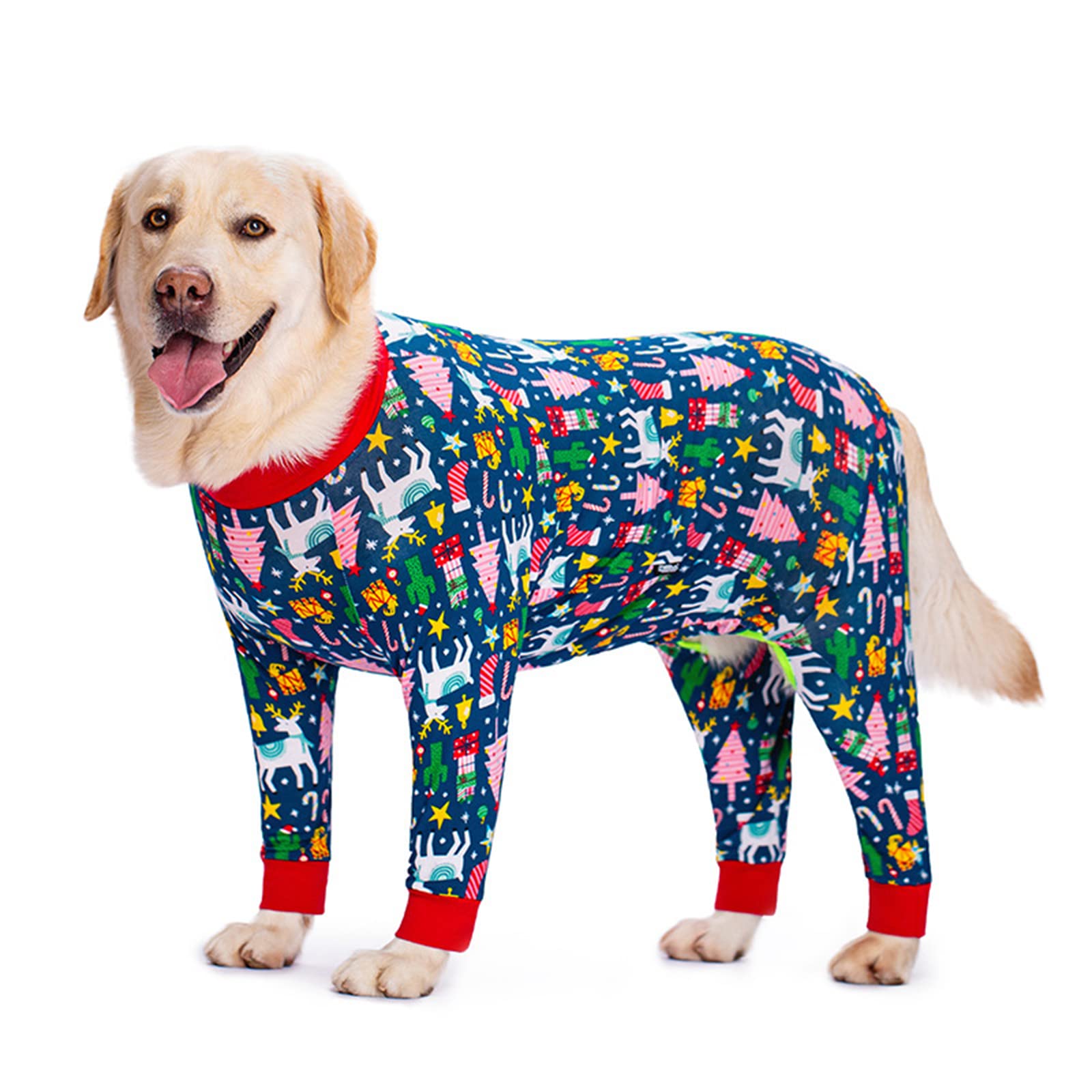 Large Dog Clothes, Elastic Pet Onesie Clothes Protect Joints Anti-hair Anti Licking, Wound Protection Pet Pajamas PJS Dog Jumpsuit For Medium Large Dogs (3XL, Pink fruit) — view 26