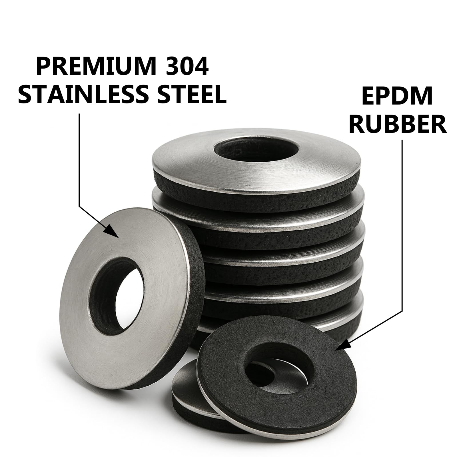 EPDM Washers for #8 Screws - Stainless Steel Backed -7 EPDM Washers for #8 Screws - Stainless Steel Backed -7