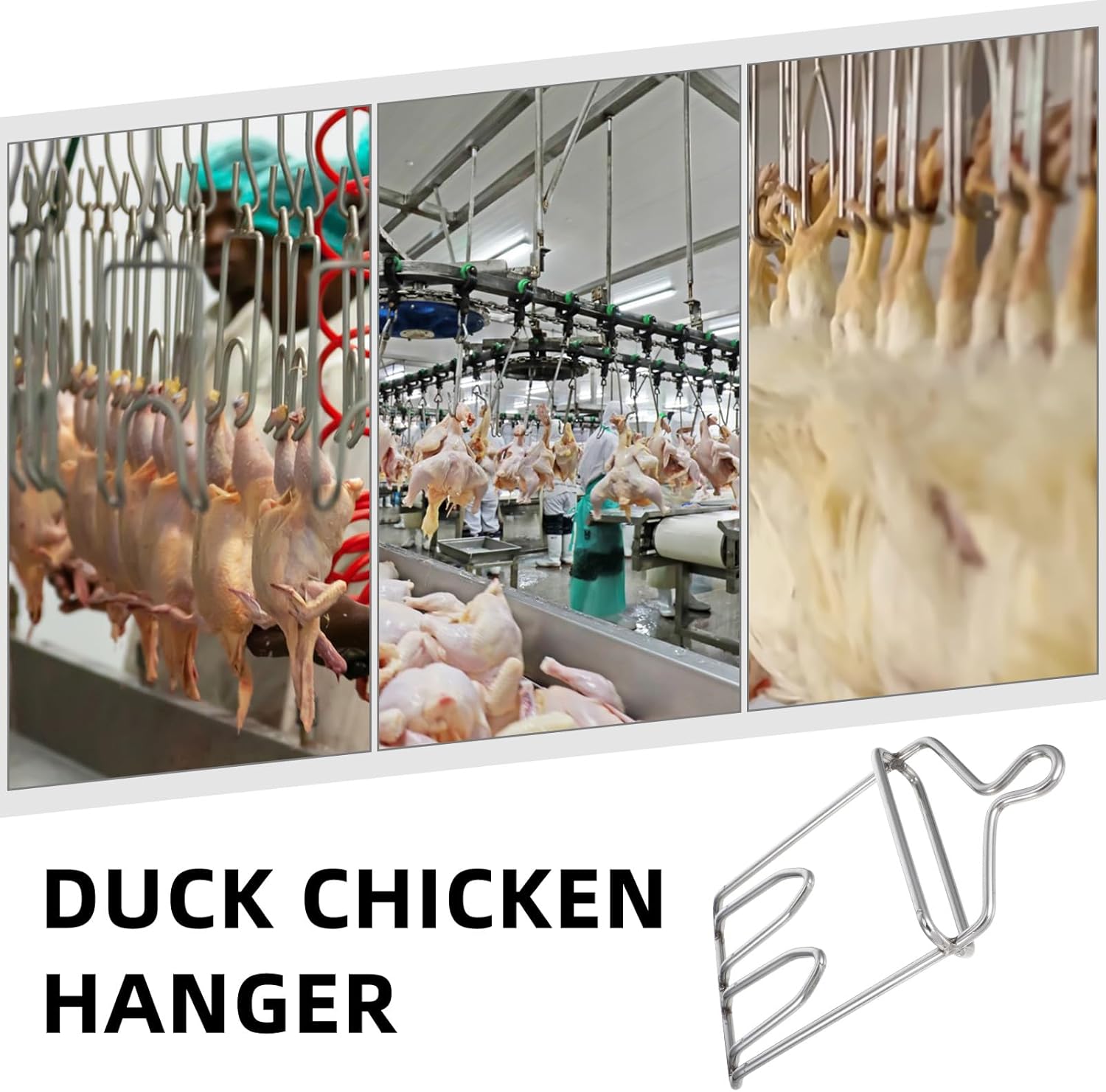 Vaguelly Stainless Steel Poultry Hanger, Meat Processing Hook for Chicken, Birds, Food Service
