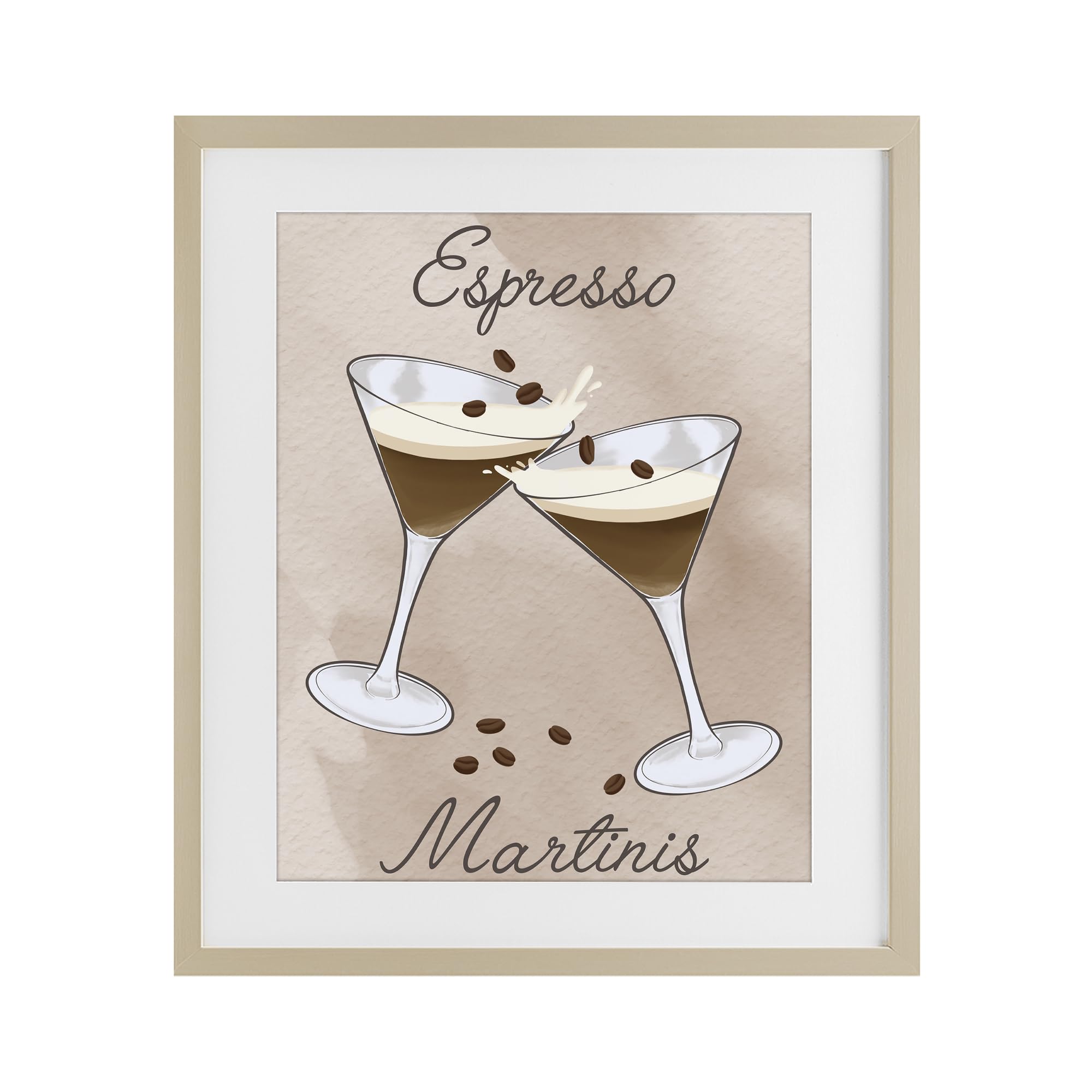 Stupell Industries Harvest Pine (Textured) 'Cheers Espresso Martinis'| Framed Print Under Glass