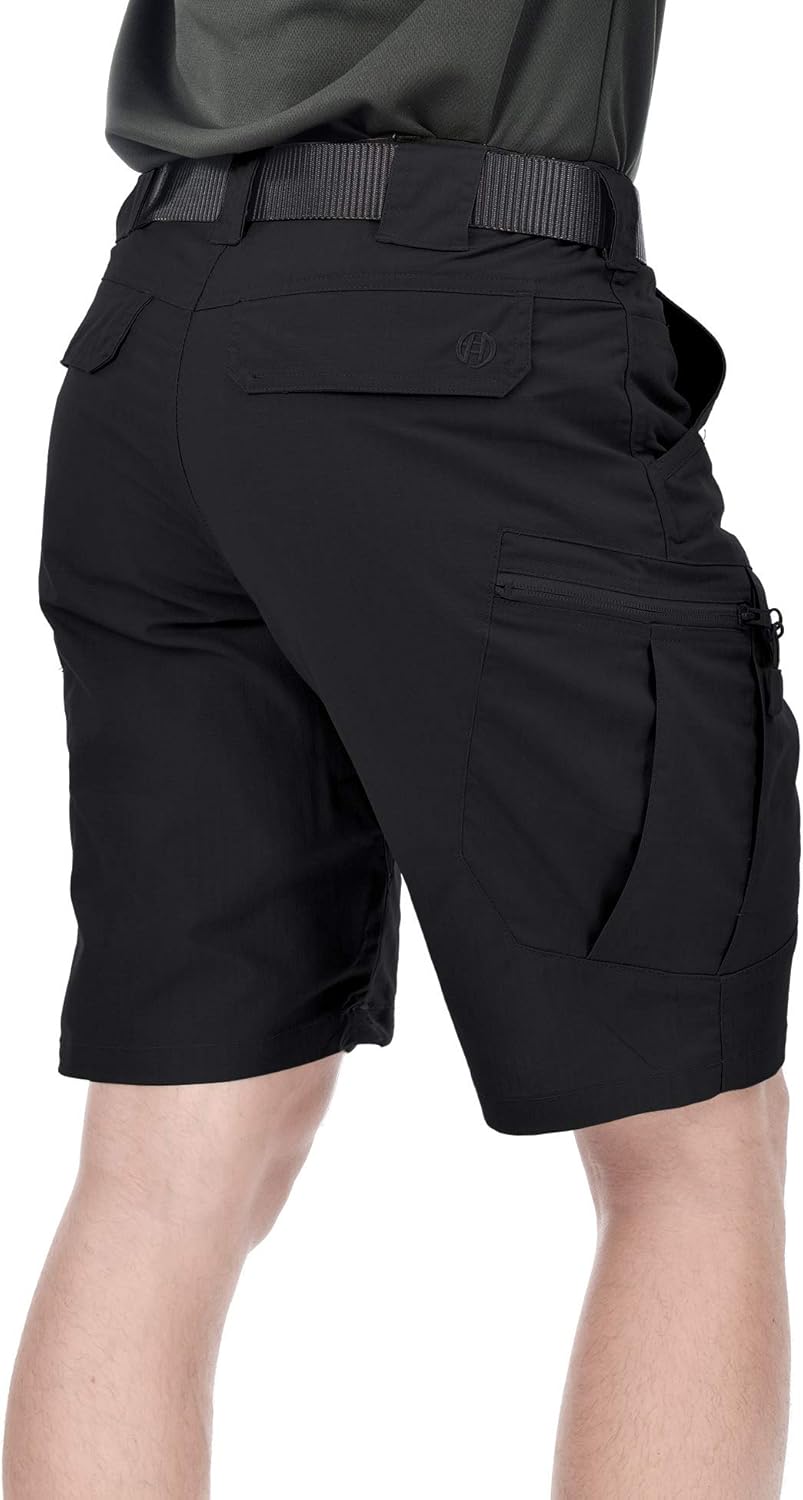 HARD LAND Men's Tactical Cargo Shorts 9.5 Inches Waterproof Ripstop Elastic Waist BDU Hiking Shorts Work