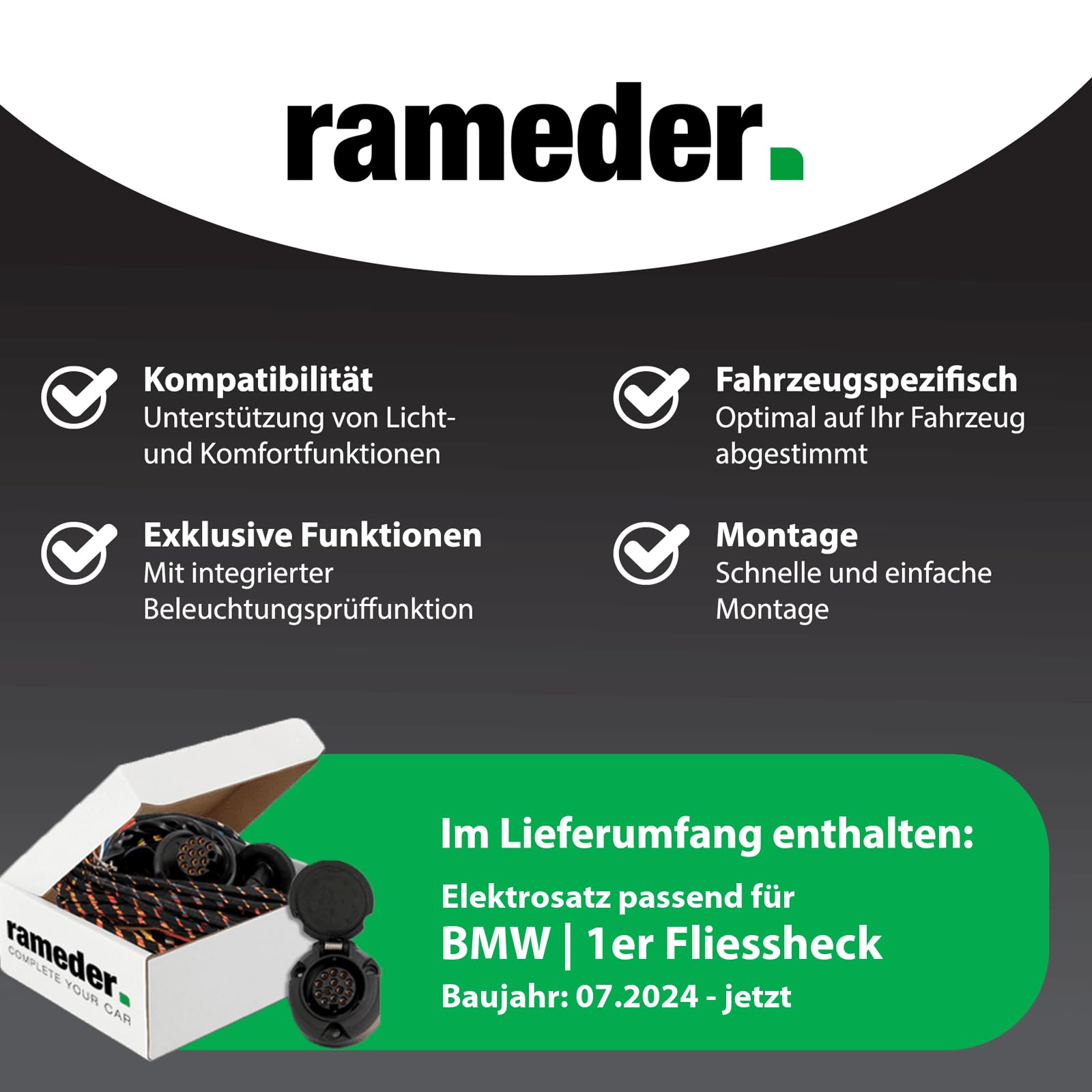 Anhängerkupplung starr Brink passend für BMW 1er Fliessheck Typ F70 Baujahr: 2024-jetzt inkl. 13 poligem spezifischen CAN-Bus Elektrosatz | rameder. Komplettsatz - BR-F20