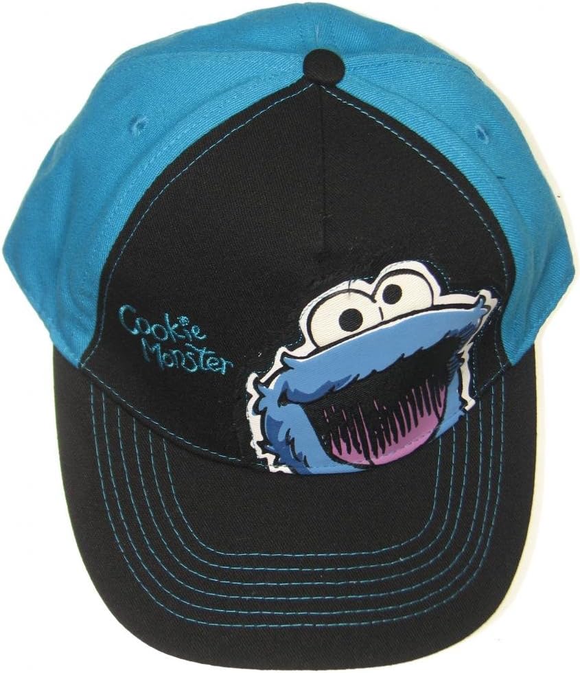 Sesame Street Cookie Monster Face Baseball Cap UPF 50+ Sun Hat Black/Blue
