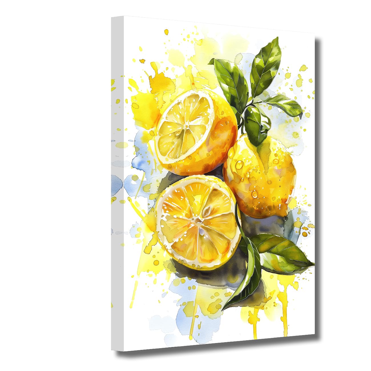 LZIMU Lemon Wall Art Fresh Fruit Pictures Yellow Lemon Canvas Prints Farmhouse Citrus Food Artwork Still Life Painting for Dining Room Kitchen Wall Decor (Black, (60.00 x 90.00 cms))