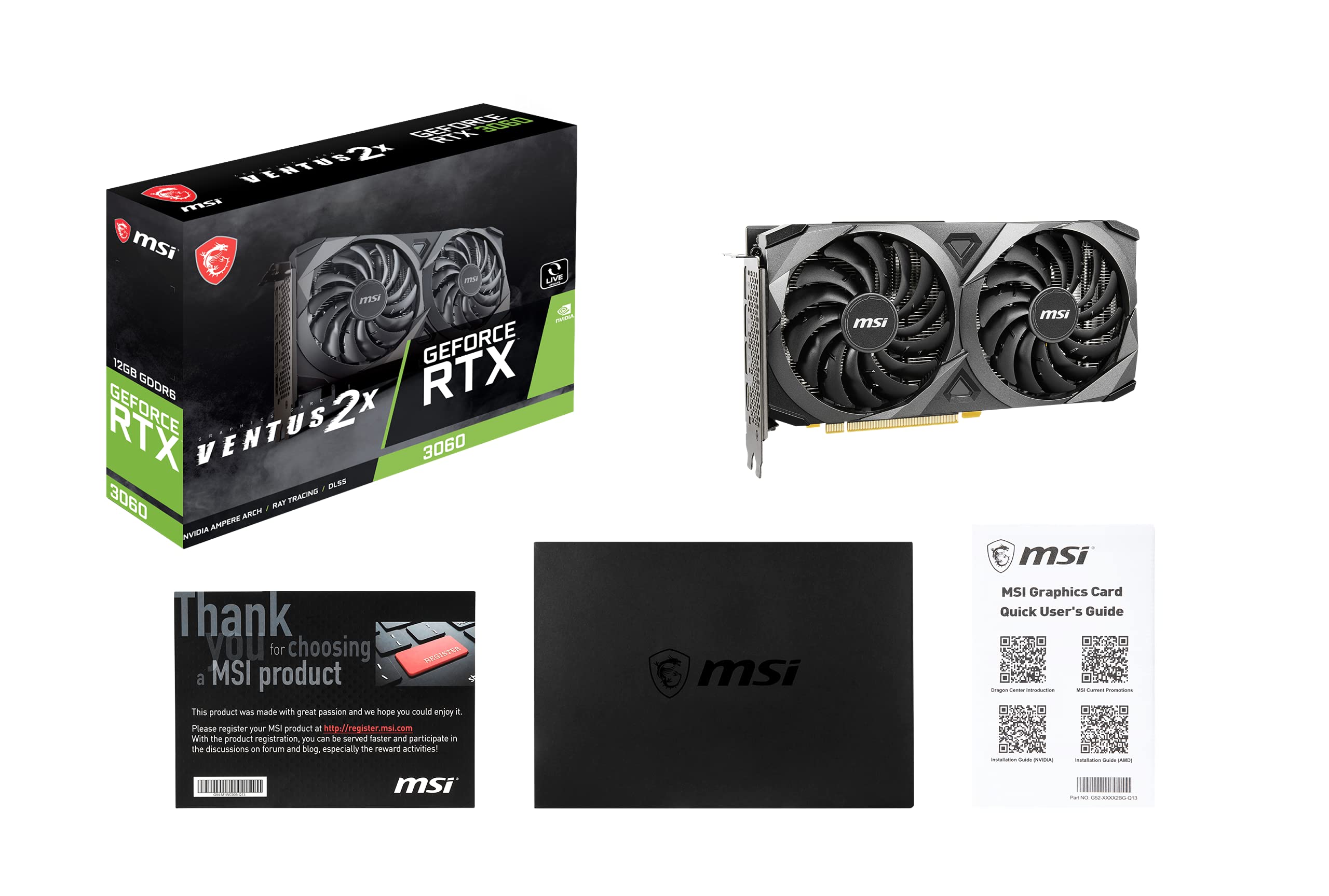 MSI GeForce RTX 3060 Ventus 2X 12G OC, Gaming Graphics Card - NVIDIA RTX 3060, 12GB GDDR6 Memory, 192-bit, 15 Gbps: VENTUS 2X 12G