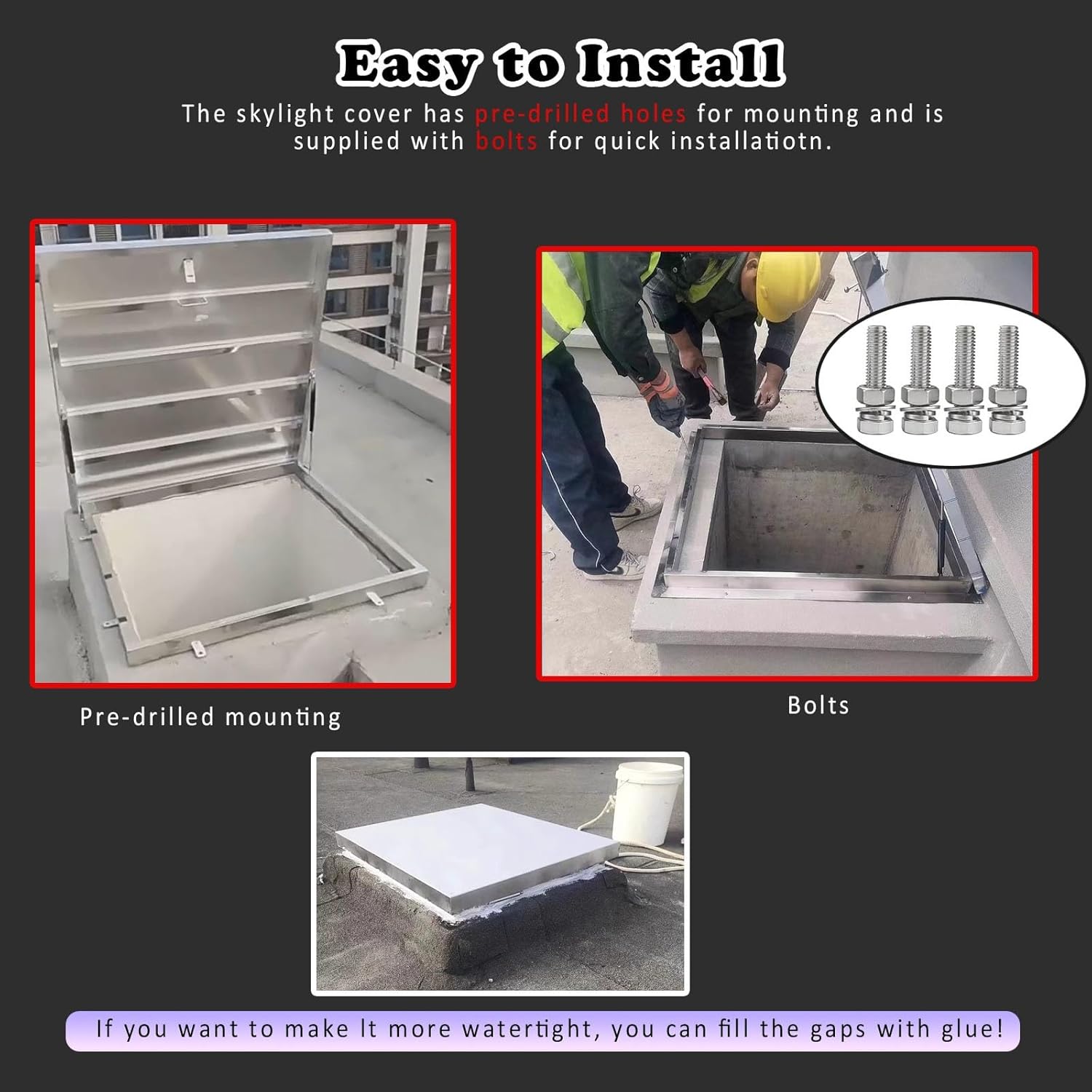 Outdoor Inspection Outlets Stainless Steel School Skylight Cover Lockable School Skylight Cover with Snap Lock, Ceiling Door Cover