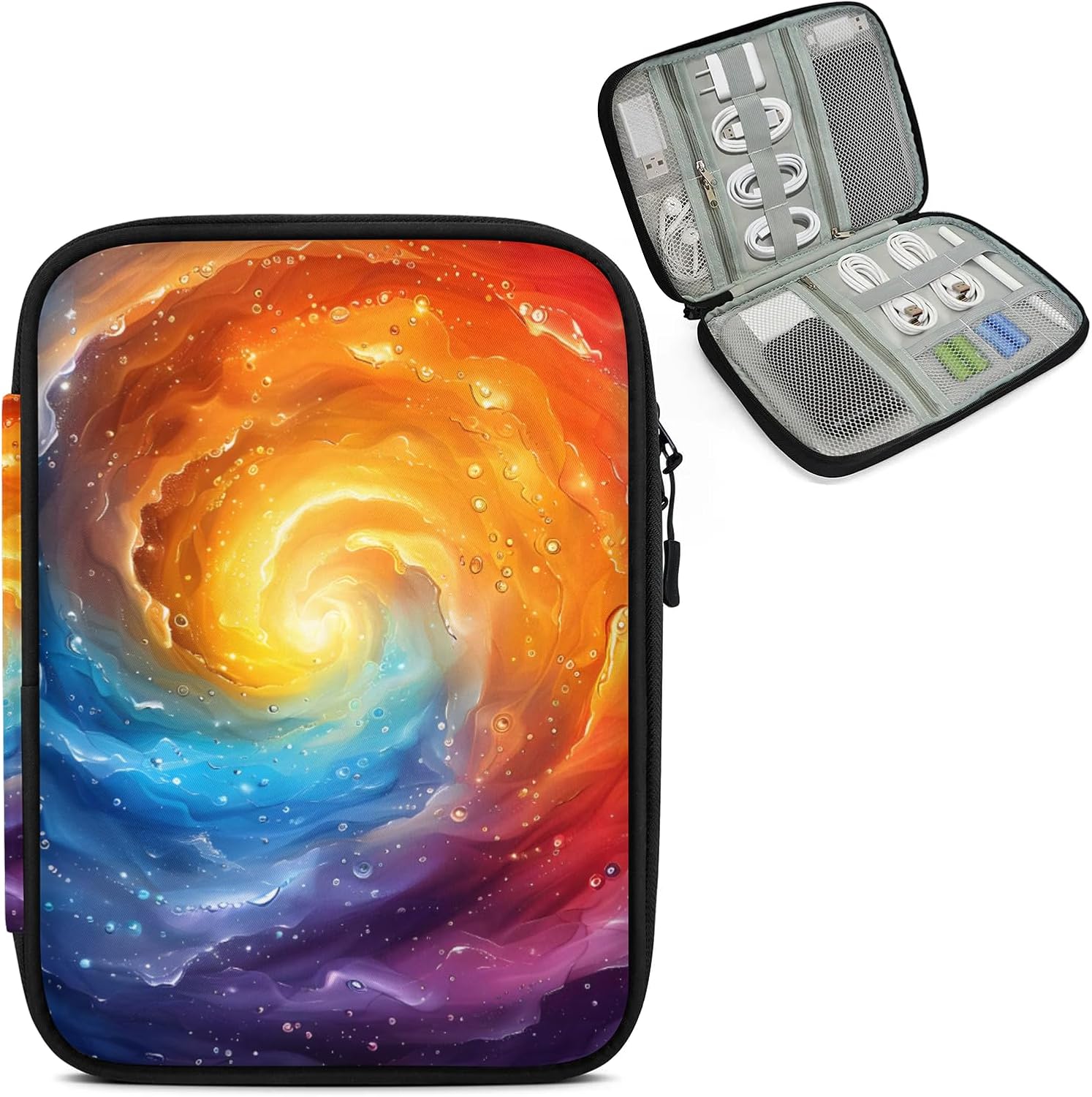 TropicalLife Watercolor Colorful Swirling Galaxy Travel Cord Organizer Case