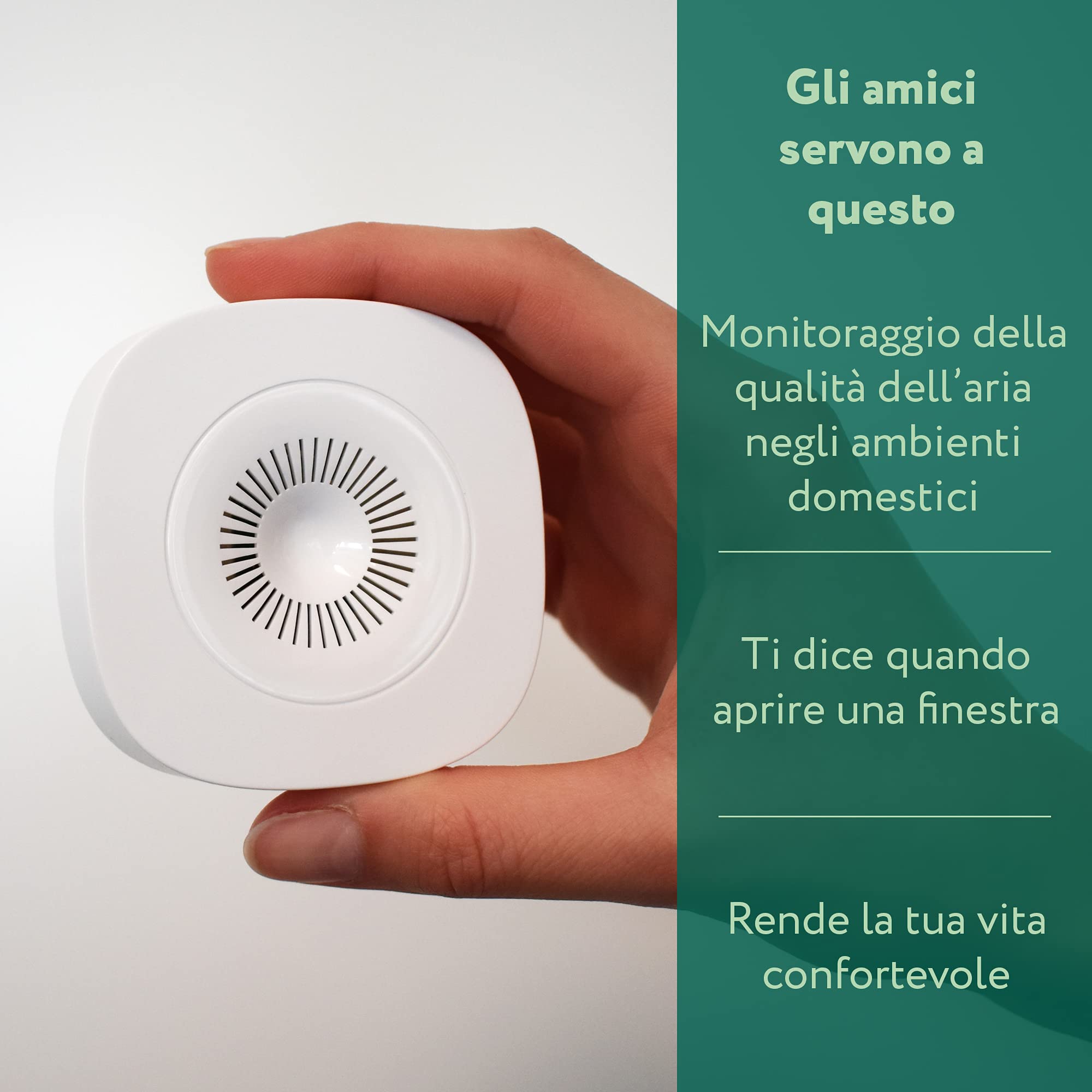 frient Sensore per La Qualità dell’Aria - Voc Wireless per Interni | Monitoraggio Umidità e Temperatura - Alimentato a Batteria - Zigbee - Compatibile con Homey, Home Assistant e SmartThings