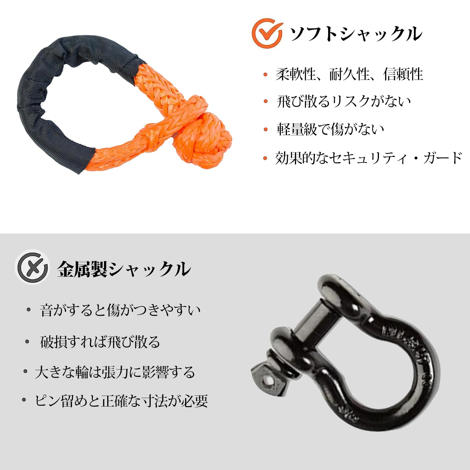 Amazon | Tirczil 2個セット ソフトシャックル 牽引ロープ 車 シーエル