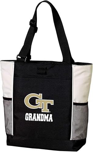 Broad Bay Georgia Tech Grandma Tote Bags GT Yellow Jackets Grandmother Totes Playa Piscina o Viajes, Negro -, Talla única