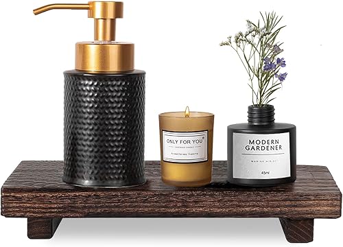 Vista 111 de zoocatia Bandeja de madera pequeña, soporte de pedestal para decoración de baño, decoración de baño, elevador de madera decorativo para cocina