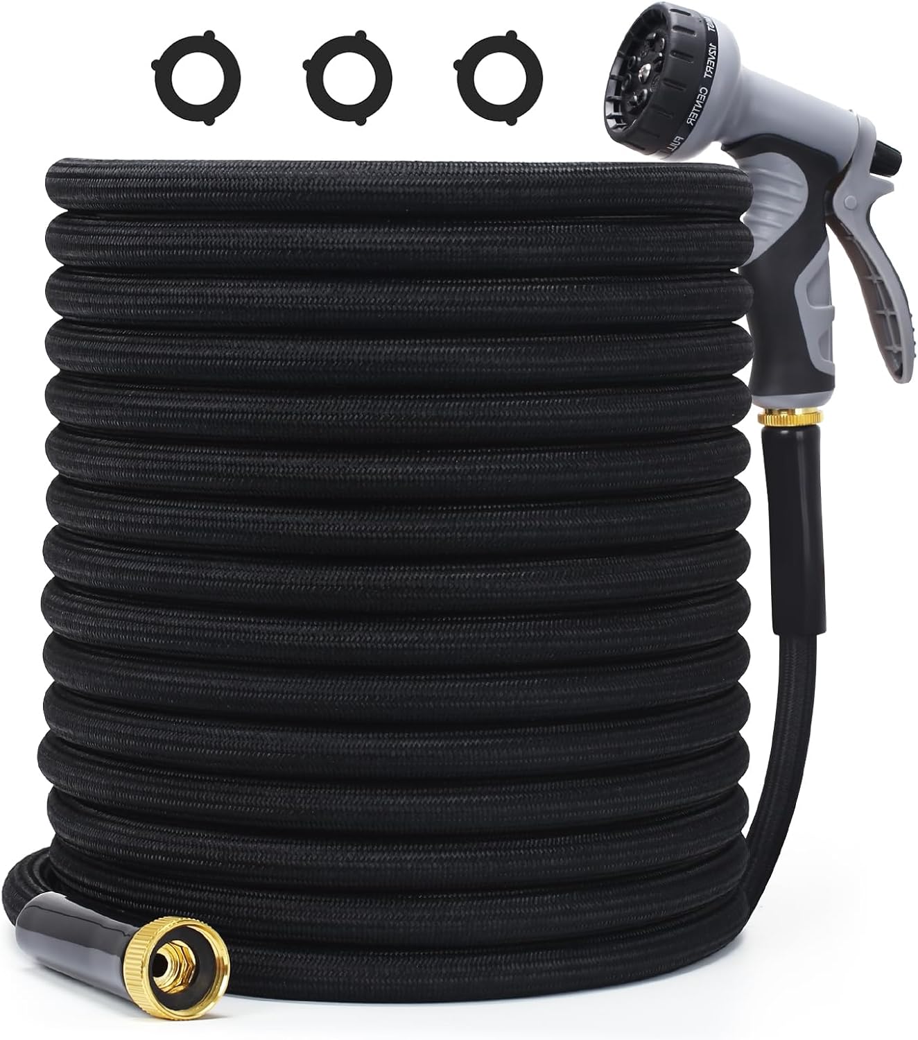 Garden Hose 100ft, Non-Expanding Water Hose Ultra Lightweight, Kink-Free, Sturdy, Flexible, with 10-Pattern Spray Nozzle, 3/4" Brass Alloy Connectors,Abrasion Resistant Hose for Yard, Outdoor,Camper