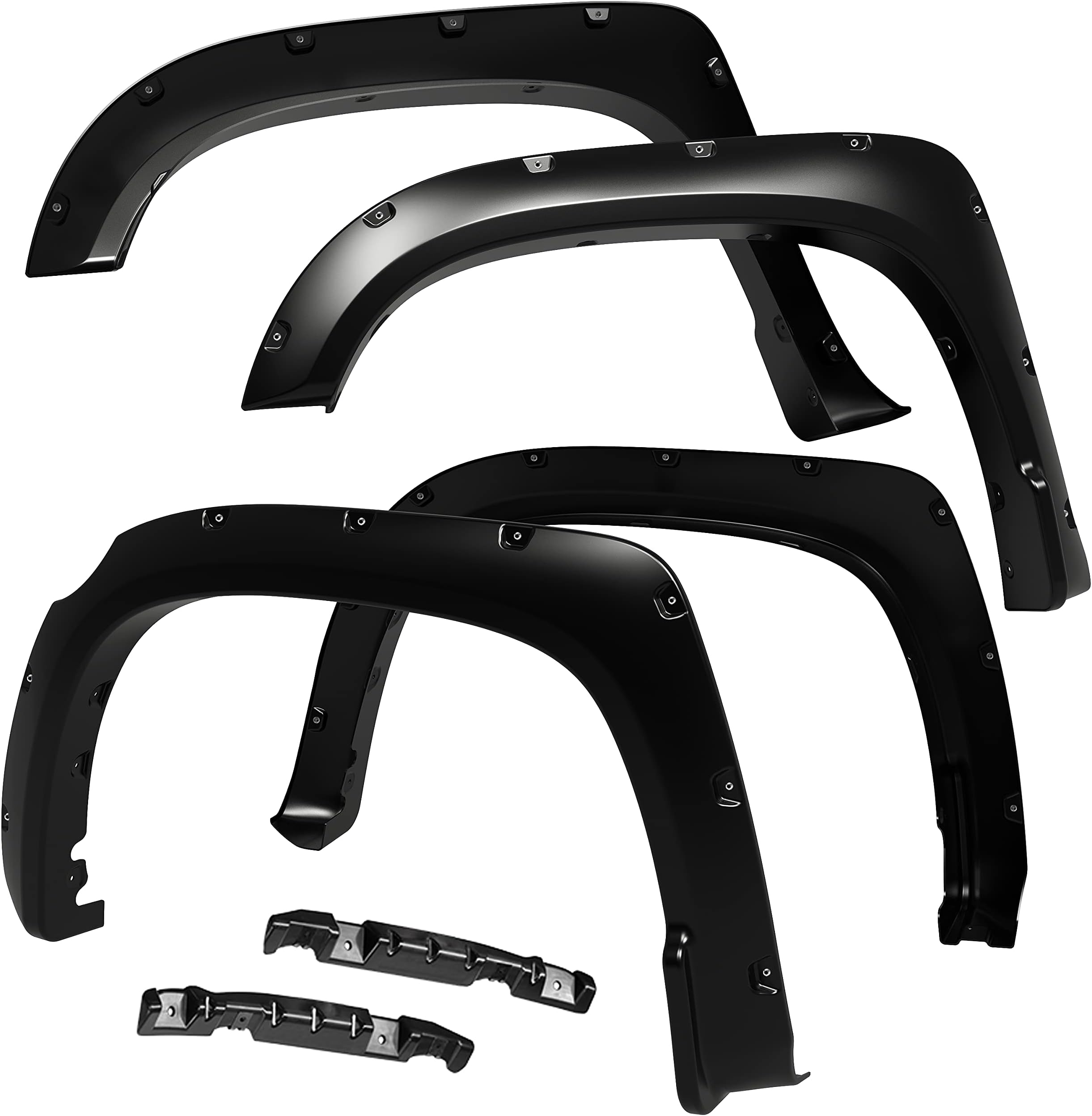 Tyger Auto Fender Flare Compatible with 2014-2021 Toyota Tundra, Smooth Textured Black Paintable Bolt-Riveted Style 4pc | TG-FF8T4178