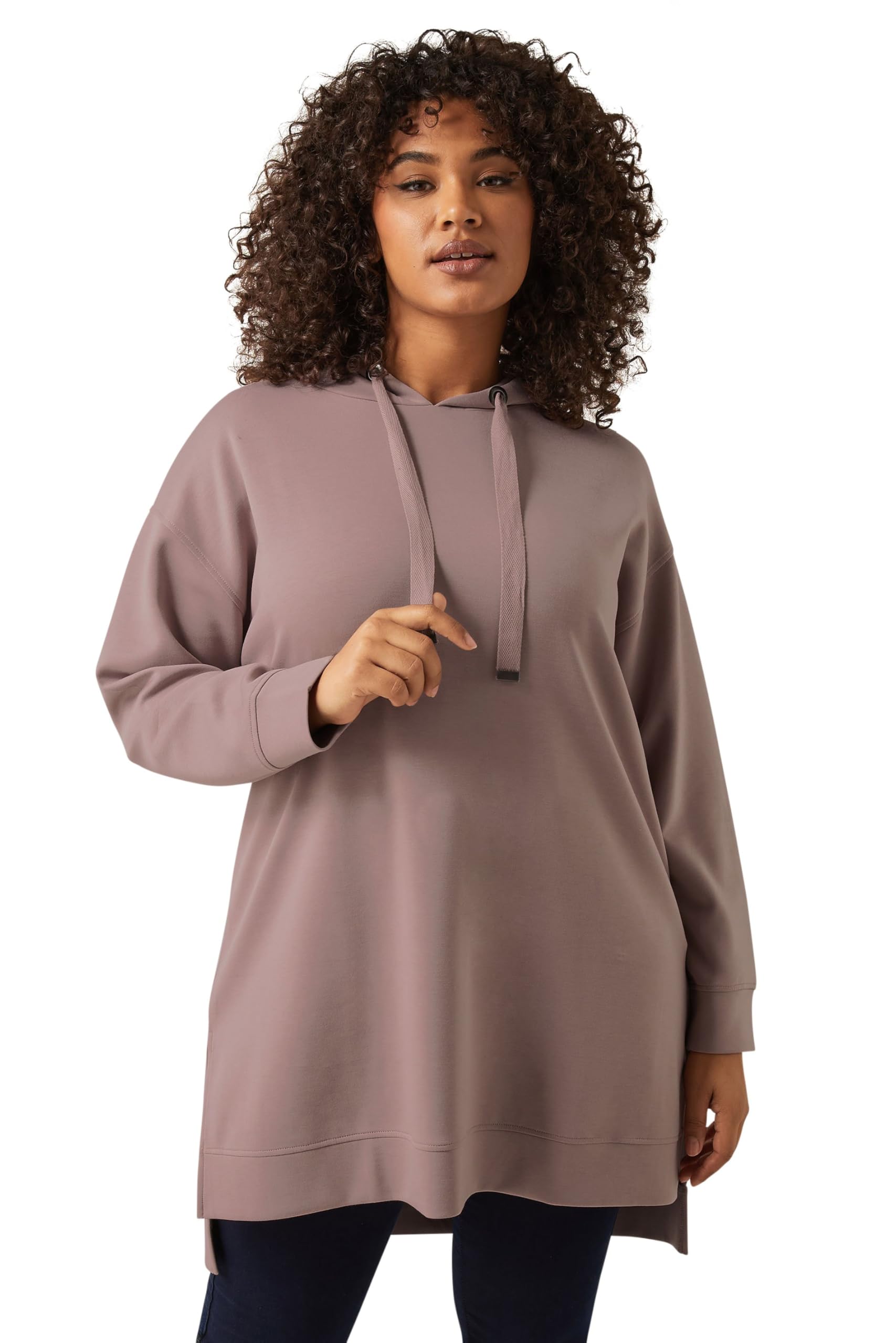 Evans Women's Pink Curve Luxe Drawstring Hoodie - Plus Size Curve