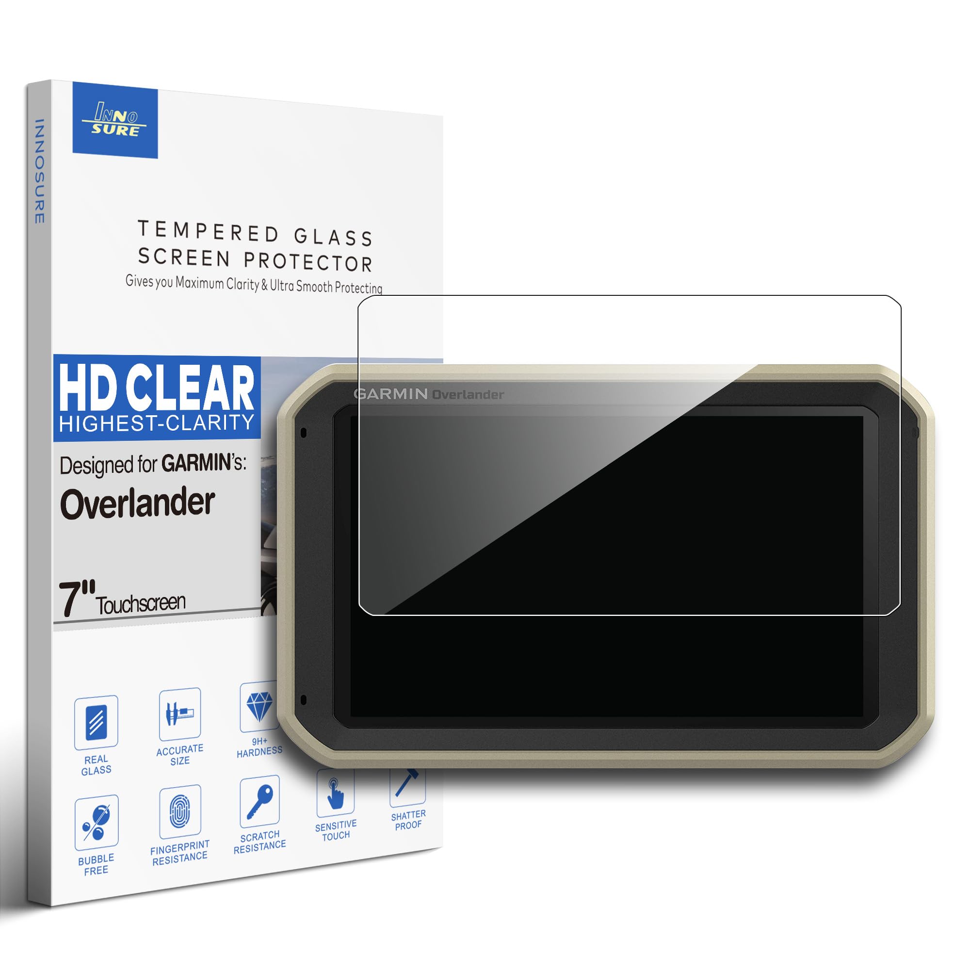 Tempered Glass Screen Protector for Garmin Overlander 6.95/7 Inch All-terrain Navigator Touchscreen Anti Finger Print (HD Clear)