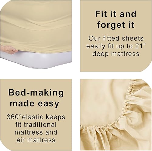 Miniatura 2 de Bedecor Sábanas de cama de aire para funda de colchón, cama extraíble y banda elástica, súper suaves, transpirables y profundas de hasta 21