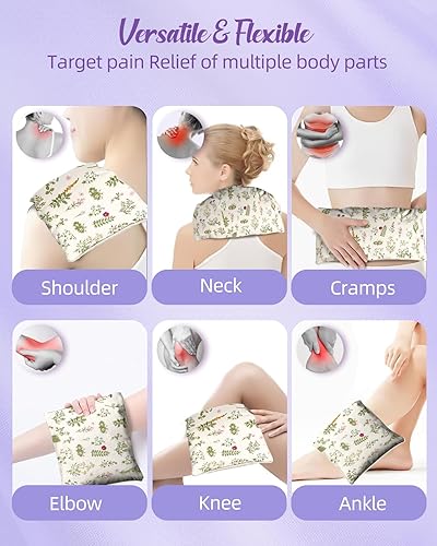 Miniatura 3 de Swooflia Almohadilla térmica para microondas para compresas frías y calientes, bolsas de semillas de lino de lavanda, paquete caliente para terapia