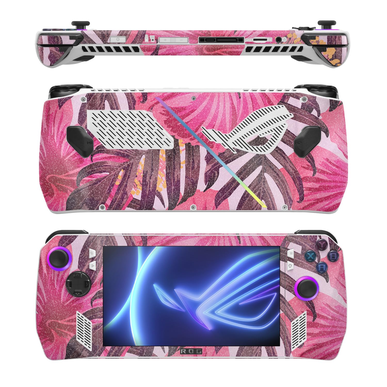 MightySkins Glossy Glitter Skin Compatible with Asus ROG Ally - Tropical Pink | Protective, Durable High-Gloss Glitter Finish | Easy to Apply
